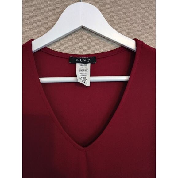 BLVD Dress Womens Small Red Burgundy Bell Sleeves Retro Mermaidcore Party Sheath - Picture 4 of 10